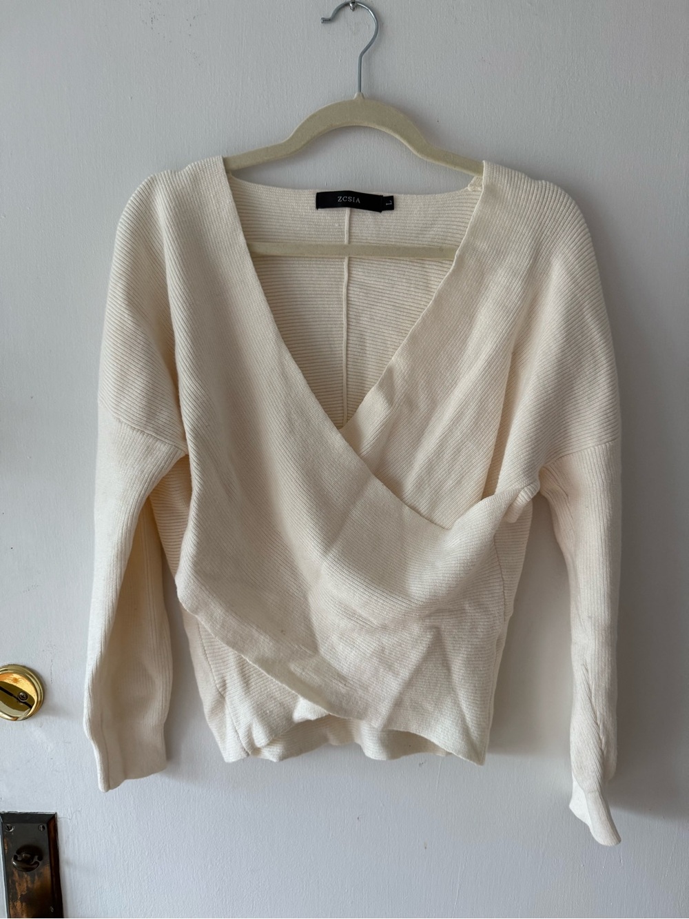 Cream V-neck Wrap Sweater